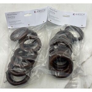 Kirsch Wood Curtain Rod Rings1 3/8" Diameter W EYE 7- Rings- 2 PKS 5602EG841